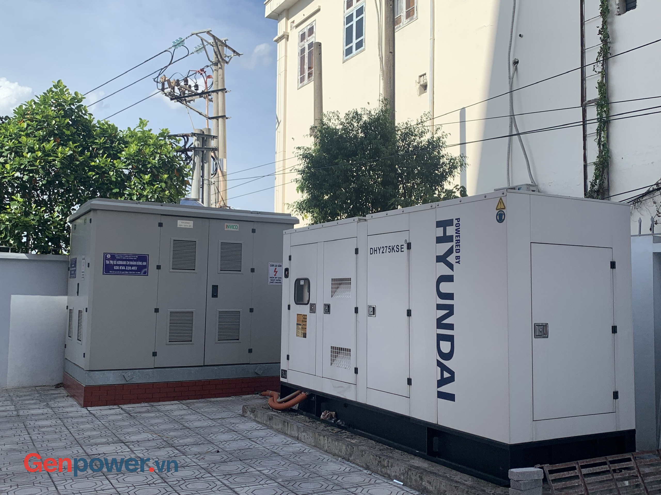 máy phát điện Hyundai DHY275KSE 250kVA lắp đặt tại Agribank huyện Đông Anh Hà Nội